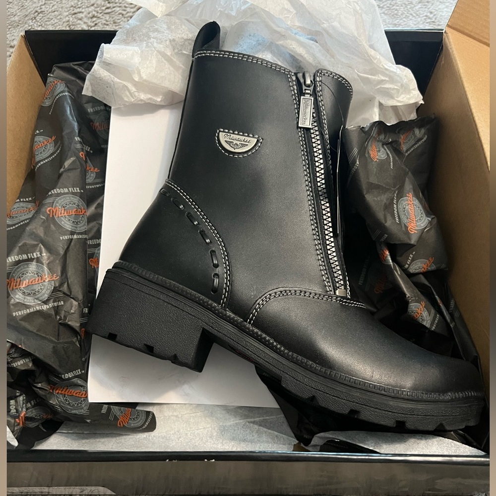 Milwaukee Leather Women's Black Zip-Up Ankle Boots